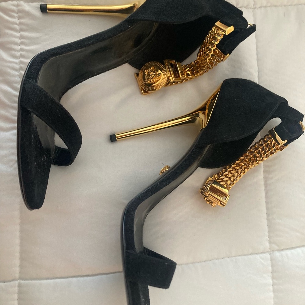 Versace Medusa Black and Gold Women's Heels sz 40